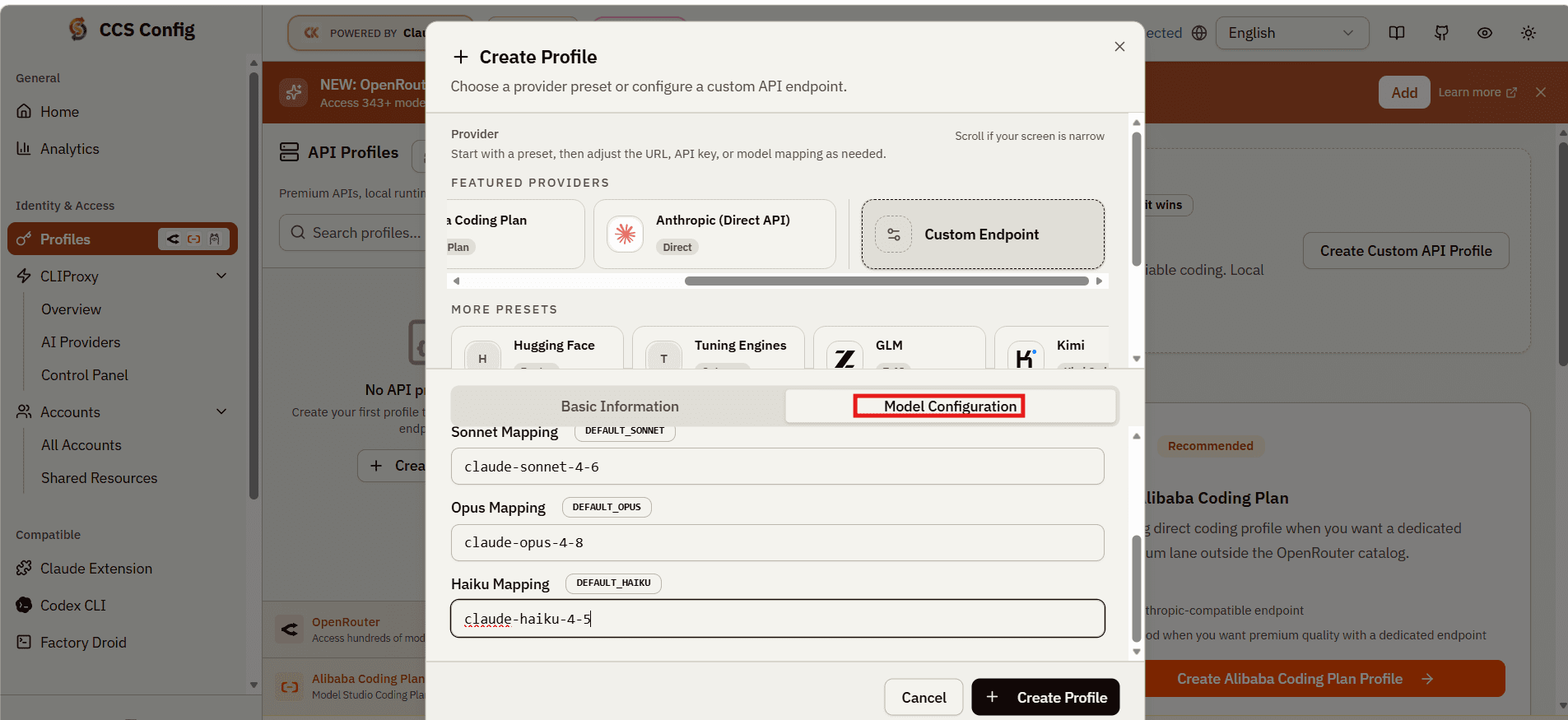 Configure CoffeeRouter model mappings