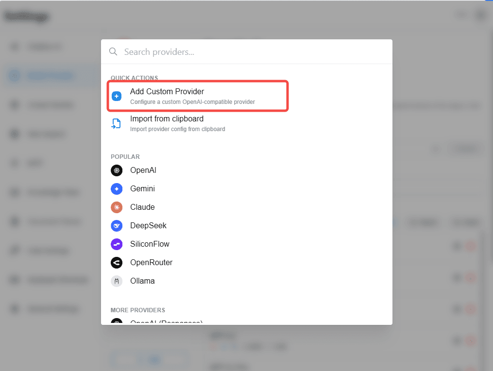 Choose Add Custom Provider
