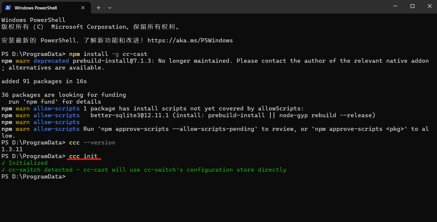 Initialize cc-cast