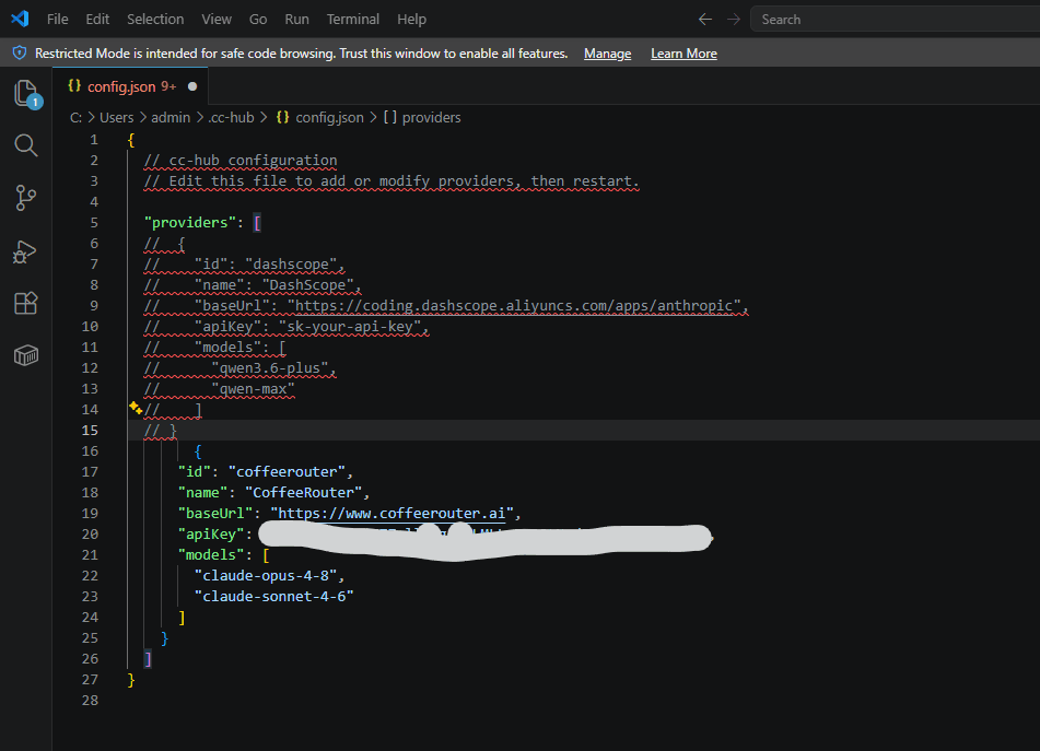 Edit the CoffeeRouter provider configuration