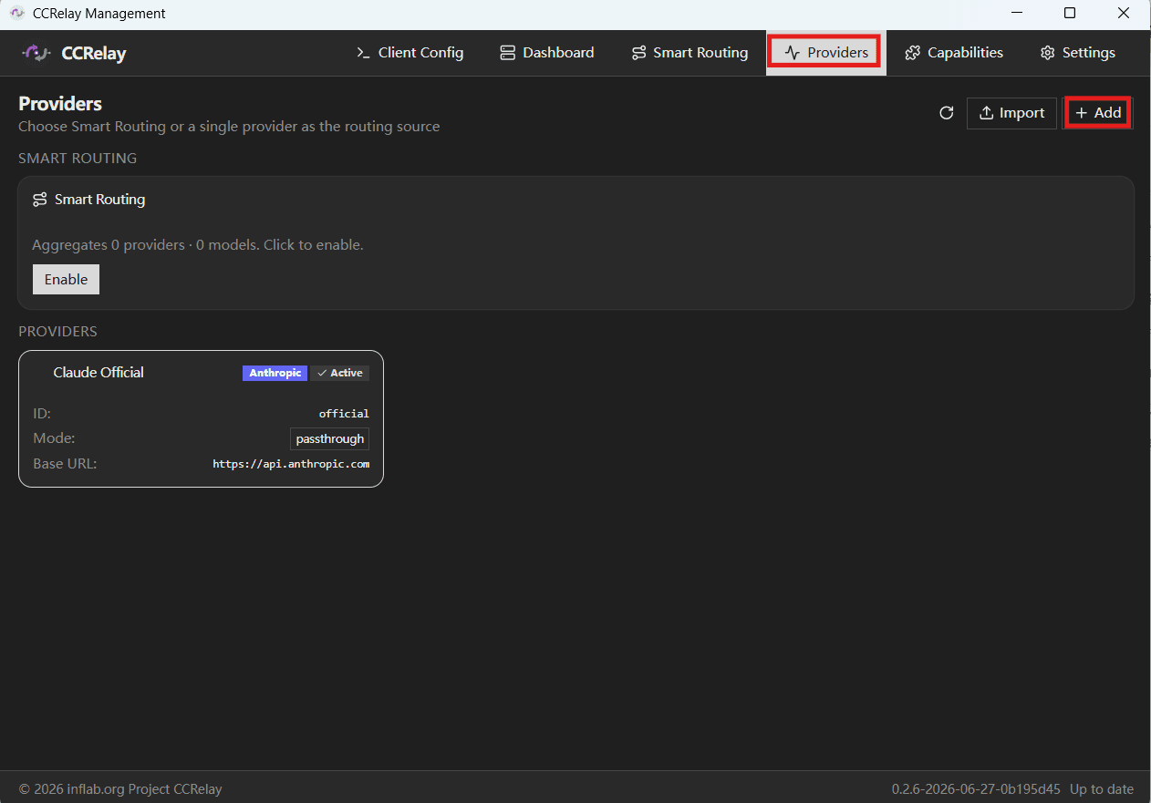 Open the CCRelay dashboard