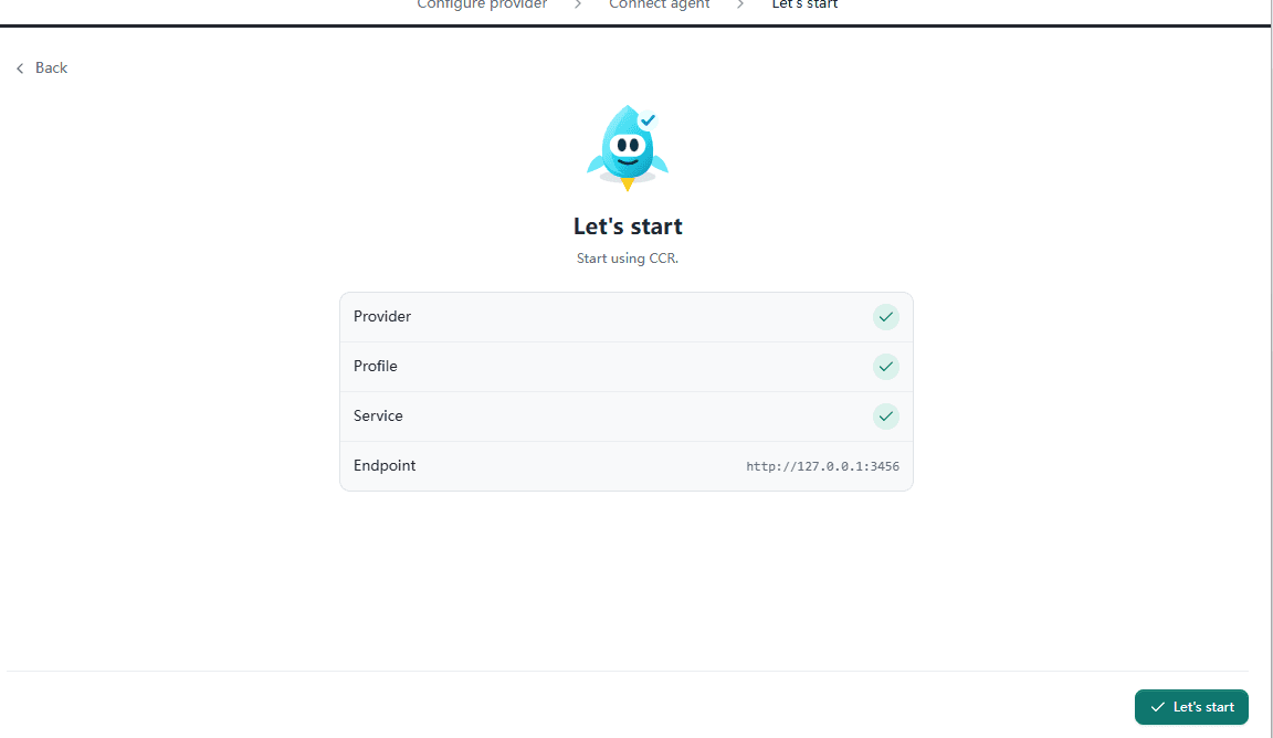 Continue from the Let's start page