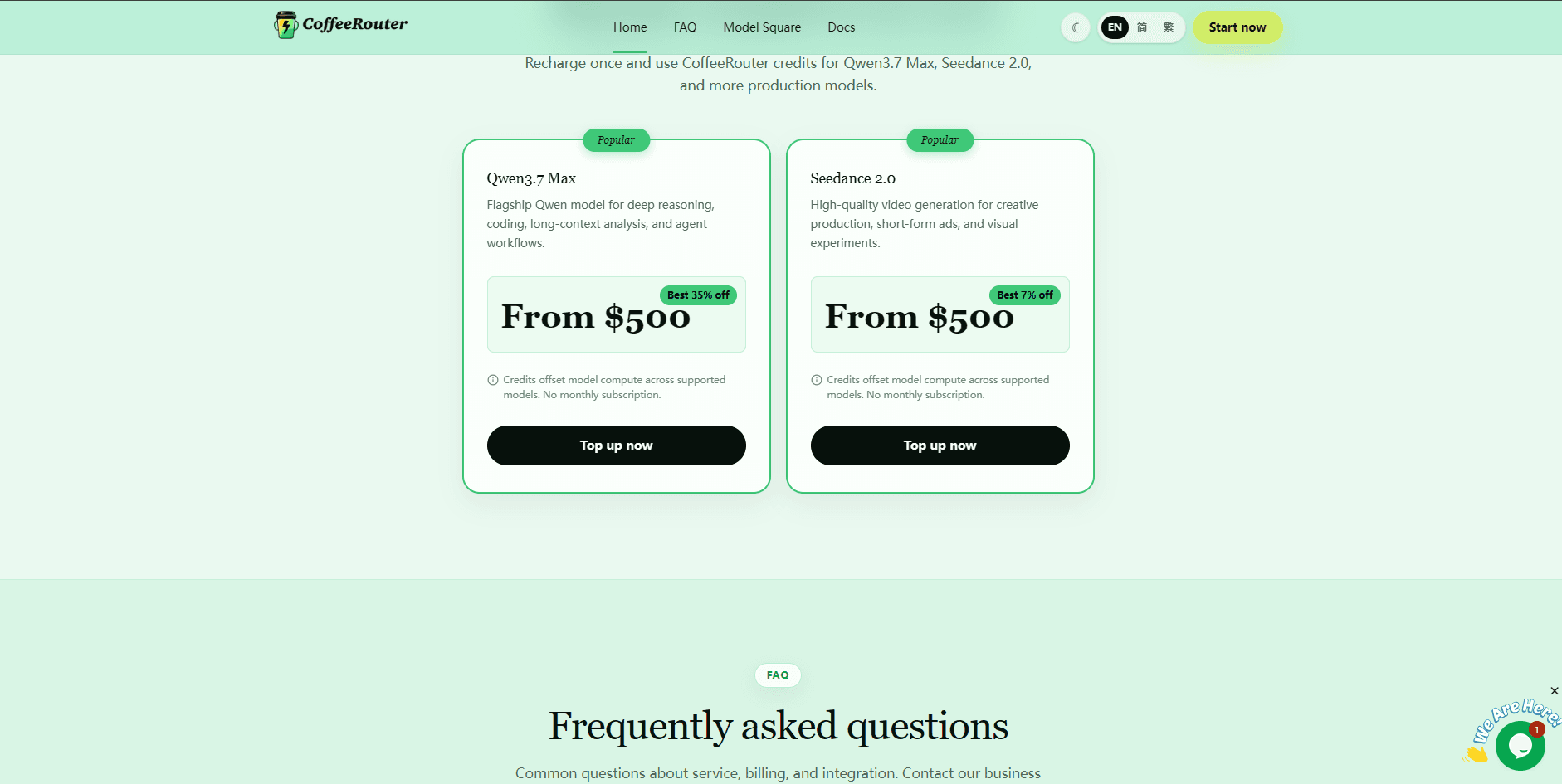 Homepage recommended plans