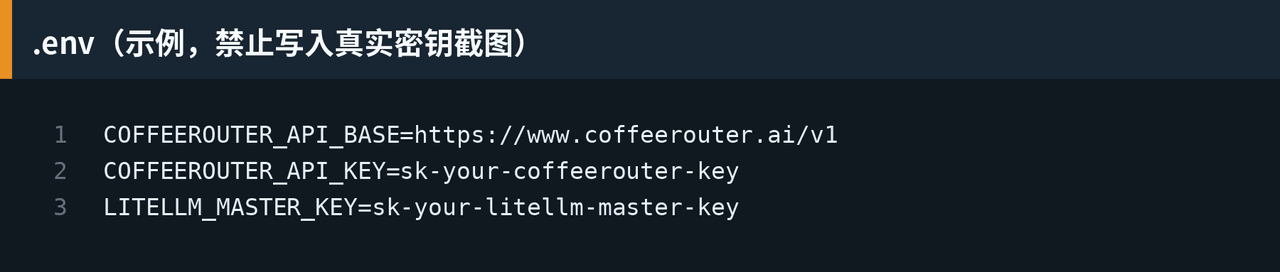 Redacted LiteLLM .env example