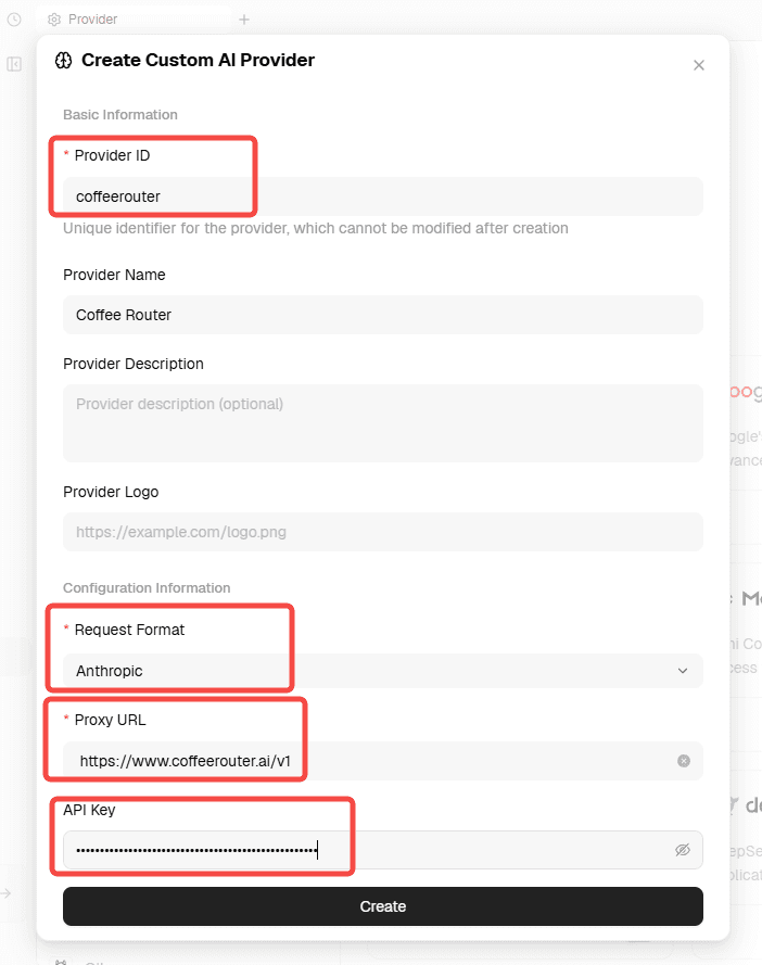 Configure the CoffeeRouter provider in LobeHub