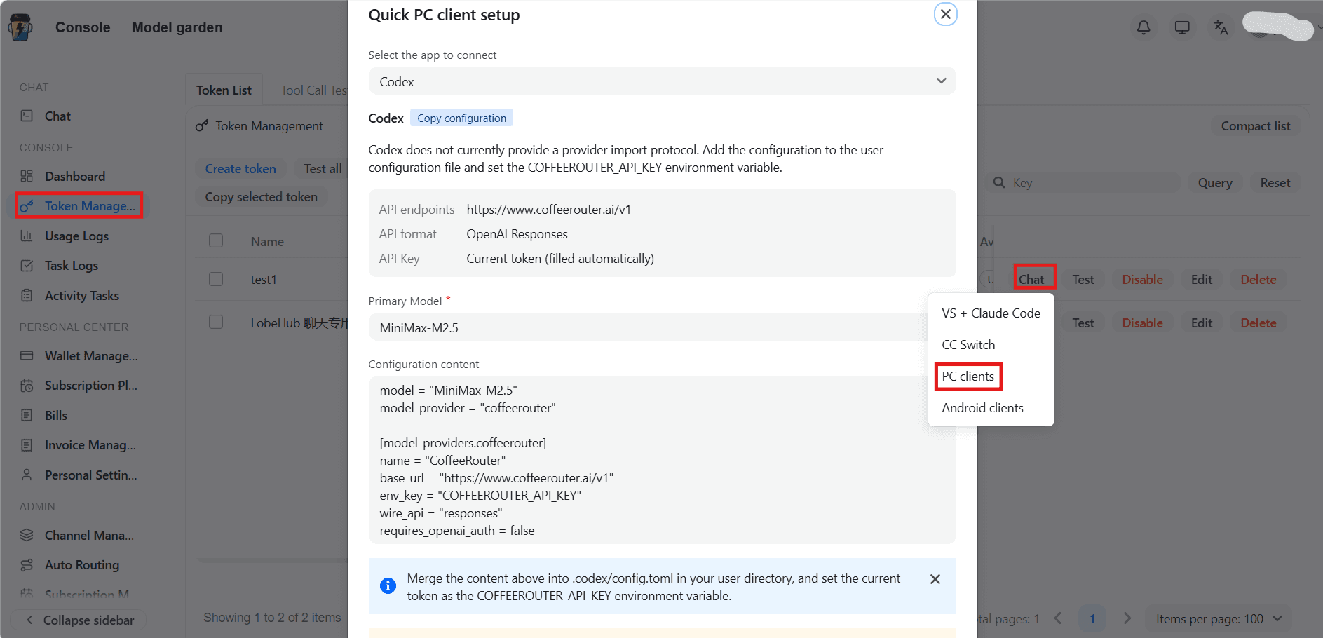PC Clients dialog screenshot (to be added)
